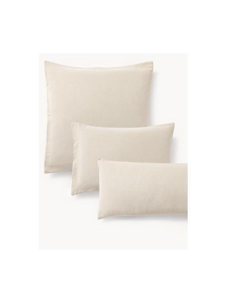 Bouclé-Kopfkissenbezug Darcy, Vorderseite: Bouclé (95 % Baumwolle, 5, Rückseite: 100 % Baumwolle, Hellbeige, B 40 x L 80 cm