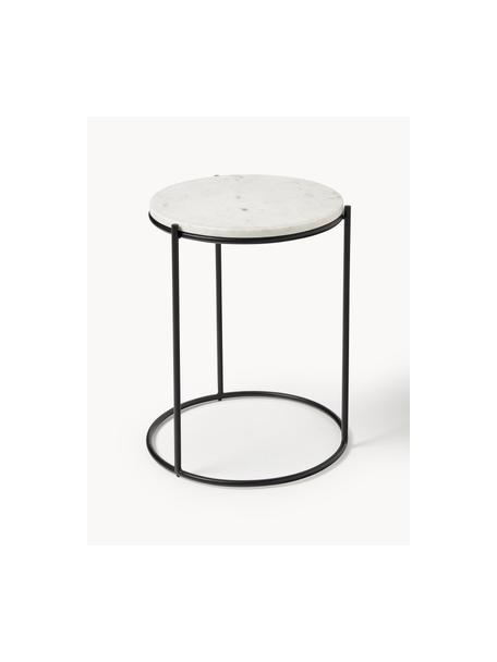 Table d'appoint ronde en marbre Ella, Blanc, marbré, noir, Ø 40 x haut. 50 cm