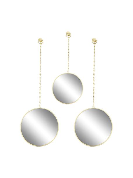 Rundes Wandspiegel-Set Dima mit goldenen Metallrahmen, 3-tlg., Rahmen: Metall, beschichtet, Spiegelfläche: Spiegelglas, Goldfarben, Set mit verschiedenen Größen