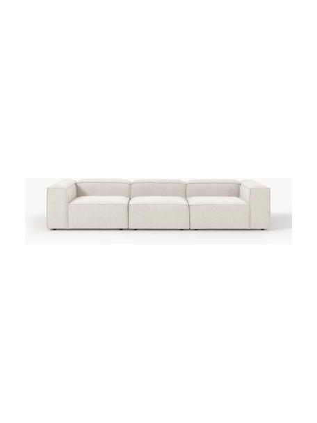 Sofa modułowa bouclé Lennon (4-osobowa), Tapicerka: bouclé (100% poliester) D, Stelaż: lite drewno sosnowe z cer, Nogi: tworzywo sztuczne, Bouclé w odcieniu złamanej bieli, S 327 x W 119 cm