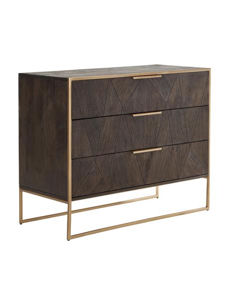 Commode en bois massif Harry, Bois de manguier, couleur dorée, larg. 100 x haut. 80 cm