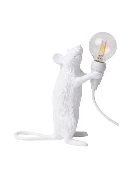 Kleine Designer LED-Tischlampe Mouse mit USB-Anschluss, Weiß, B 13 x H 15 cm