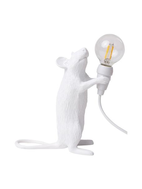 Lámpara de mesa pequeña LED de diseño Mouse, con puerto USB, Lámpara: resina, Cable: plástico, Blanco, An 13 x Al 15 cm