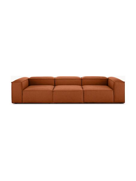 Modulares Sofa Lennon (4-Sitzer), Bezug: Polyester Der hochwertige, Gestell: Massives Kiefernholz FSC-, Füße: Kunststoff, Webstoff Terrakotta, B 327 x T 119 cm