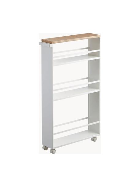 Carrito organizador Tower, Tablero: madera, Blanco mate, madera clara, An 48 x Al 81 cm