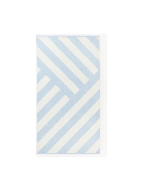 Toalla de playa estampada Suri, Azul claro, blanco crema, An 90 x L 170 cm