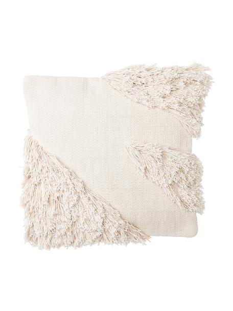 Katoenen kussenhoes Inga met franjes motief, 100% katoen, GRS-gecertificeerd, Beige, B 45 x L 45 cm