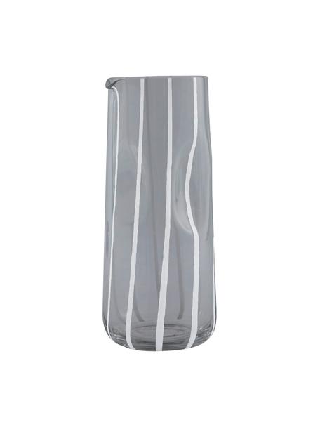 Mundgeblasene Wasserkaraffe Mizu, 1.3 L, Glas, Grau, Weiß, 1.3 L