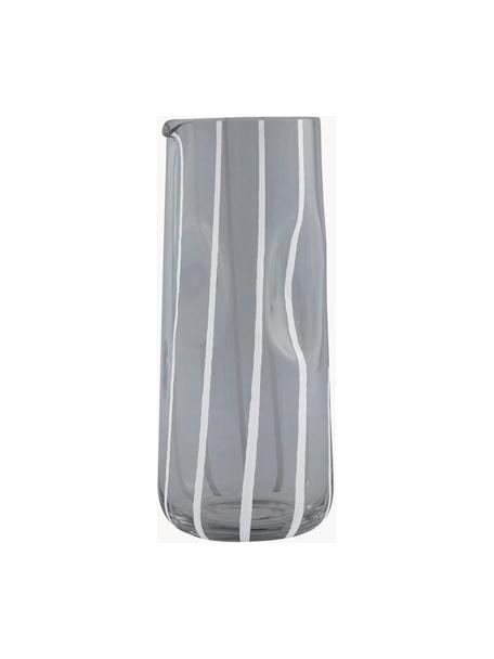 Mundgeblasene Wasserkaraffe Mizu, 1.3 L, Glas, Grau, Weiß, 1.3 L