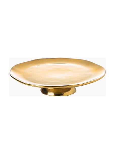 Porzellan-Tortenplatte Funky Table mit unregelmäßigem Rand, Porzellan, Goldfarben, Ø 31 x H 6 cm