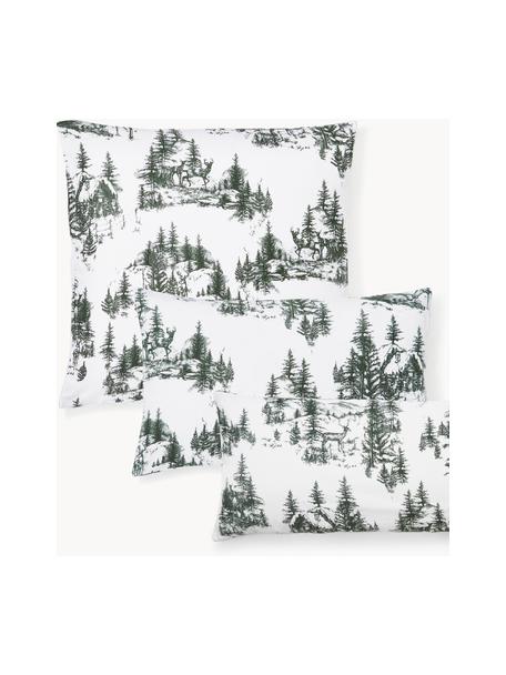 Poszewka na poduszkę z flaneli Nordic, Biały, ciemny zielony, S 40 x D 80 cm