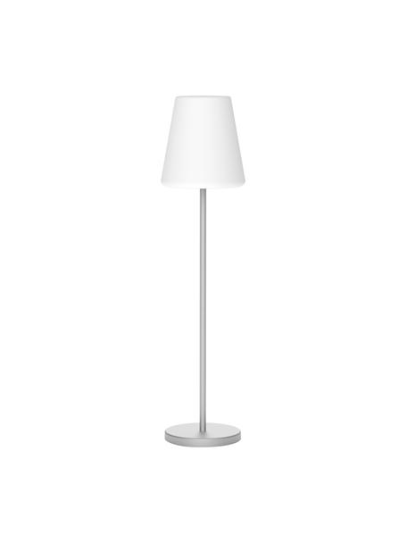 Dimbare solar tuinlamp Lola met afstandsbediening, Lampenkap: polypropyleen, Lampvoet: gecoat metaal, Wit, zilverkleurig, Ø 28 x H 119 cm