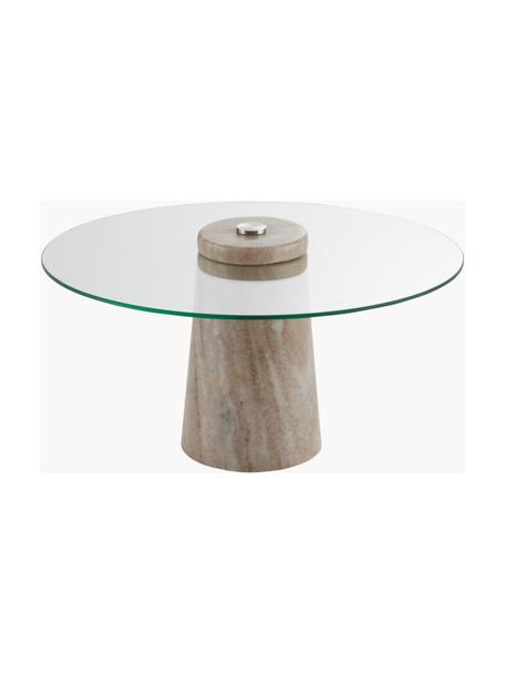 Plat de service sur pied Francine, Transparent, beige, marbré, Ø 30 x haut. 15 cm