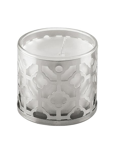 Vela perfumada Helion (vainilla), Recipiente: vidrio, metal, Plateado, blanco, Ø 8 x Al 8 cm