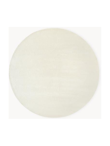 Tapis rond à poils ras en laine tufté main Jadie, Blanc crème, Ø 250 cm (taille XL)