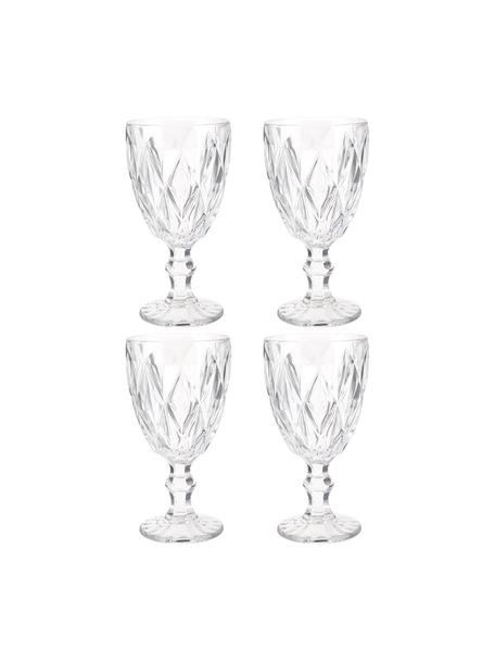 Bicchiere da vino con motivo strutturato Colorado 4 pz, Vetro, Trasparente, Ø 9 x Alt. 17 cm