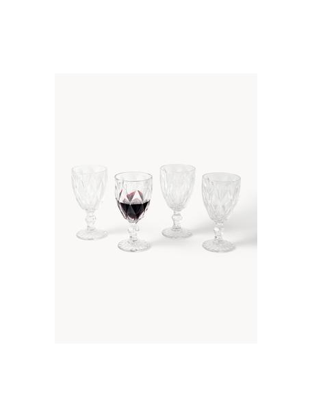 Copas de vino Colorado con patrón texturizado, 4 uds., Vidrio, Transparente, Ø 9 x Al 17 cm, 320 ml