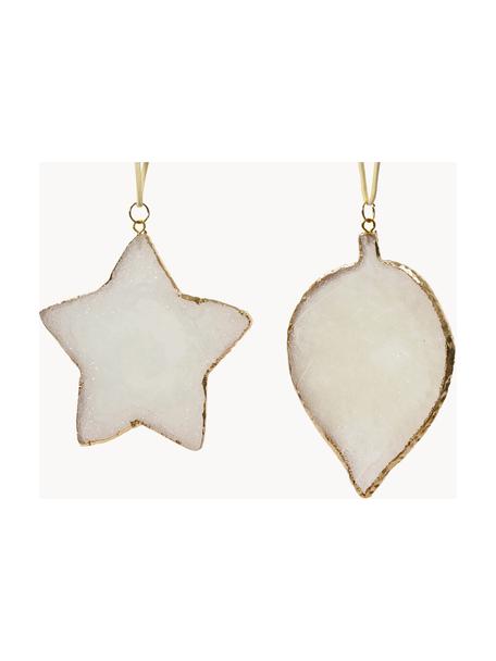 Weihnachtsfiguren Babi mit Goldrand, 2er-Set, Kunststoff, Cremeweiß, Goldfarben, B 8 x H 12 cm