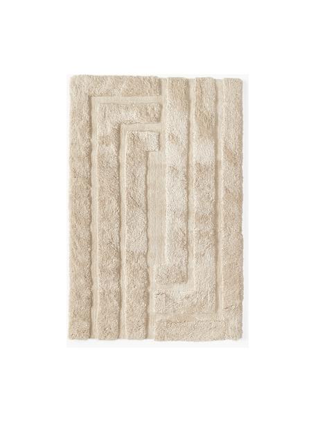 Načechraný koberec s vysokým vlasem a strukturovaným povrchem Genève, Světle béžová, Š 120 cm, D 180 cm (velikost S)