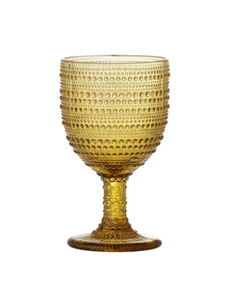 Bicchiere vino giallo con motivo strutturato Blia, Vetro colorato, Giallo, Ø 9 x Alt. 16 cm, 345 ml