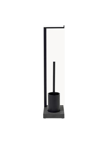 Držák na toaletní papír s WC kartáčem Menoto, Potažený kov, Černá, Š 20 cm, V 65 cm