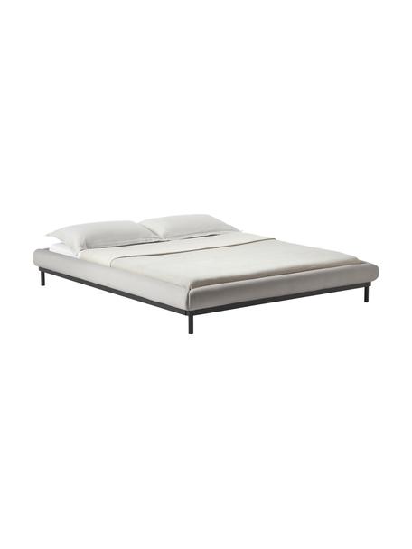 Łóżko tapicerowane bez zagłówka Meya, Tapicerka: 100% poliester (tkanina s, Korpus: metal malowany proszkowo,, Jasnoszara tkanina, S 140 x D 200 cm