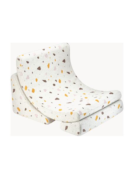 Fauteuil en bouclette pour enfants fait main Moon, Bouclette blanche, aspect terrazzo, larg. 55 x haut. 80 cm