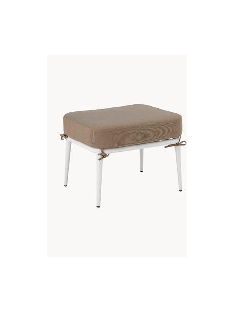 Tabouret de salon Cia, Tissu taupe, blanc, larg. 50 x prof. 40 cm