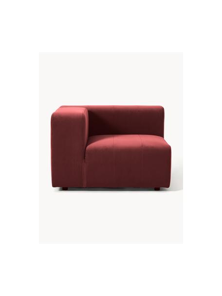 Modulo angolare in velluto Lena, Rivestimento: velluto (100% poliestere), Struttura: legno di pino, legno lami, Piedini: plastica, Velluto rosso vino, Larg. 105 x Prof. 106 cm, chaise longue a sinistra