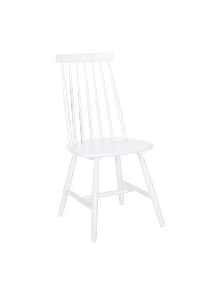 Chaise en bois style Windsor Milas, 2 pièces, Caoutchouc peint, Blanc, larg. 52 x prof. 45 cm