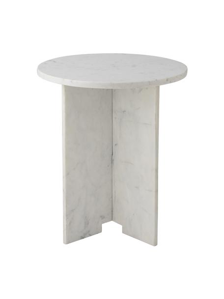 Tavolino rotondo in marmo Jasmina, Marmo, Bianco marmorizzato, Ø 46 x Alt. 53 cm