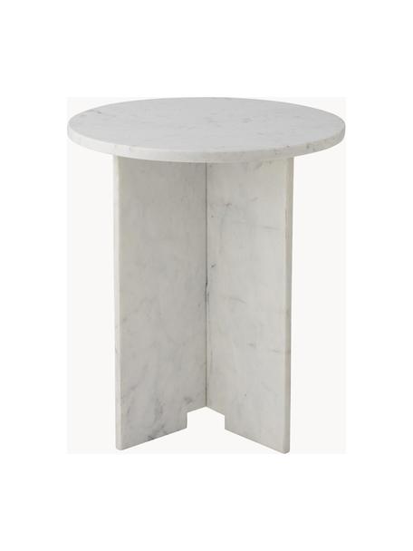 Mesa auxiliar redonda de mármol Jasmina, Mármol, Blanco marmorizado, Ø 46 x Al 53 cm