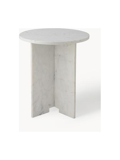 Table d'appoint ronde en marbre Jasmina, Marbre, Blanc, marbré, Ø 46 x haut. 53 cm
