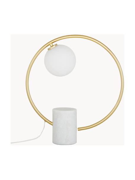 Lampe à poser glamour Soho, Blanc, couleur laitonnée, larg. 40 x haut. 42 cm