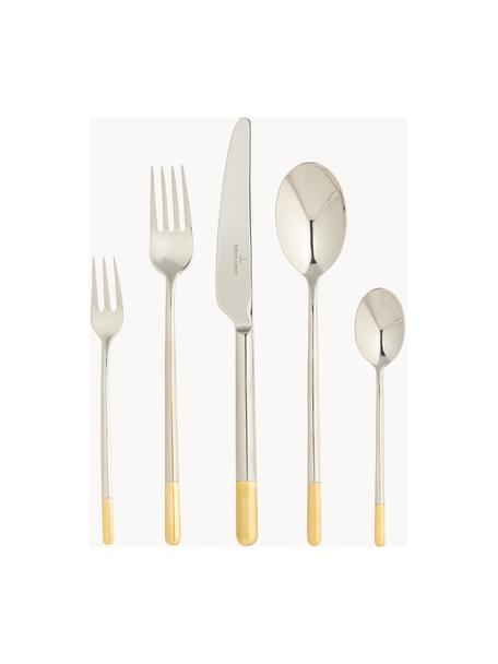 Set 30 posate argentate Ella 30 pz, Acciaio inossidabile 18/10

Le posate sono in acciaio inossidabile. Sono quindi durevole, non si arrugginiscono e sono resistenti ai batteri. Inoltre sono lavabili in lavastoviglie, inalterabili nel colore, facili da pulire, insapore e resistente agli acidi., Argento, dorato, 6 persone (30 pz)