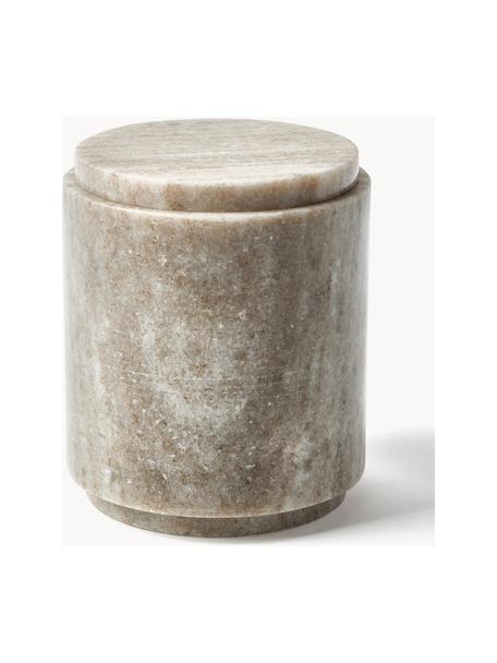 Marmeren opbergpot Simba, H 14 cm, Marmer, Beige, gemarmerd, Ø 12 x H 14 cm