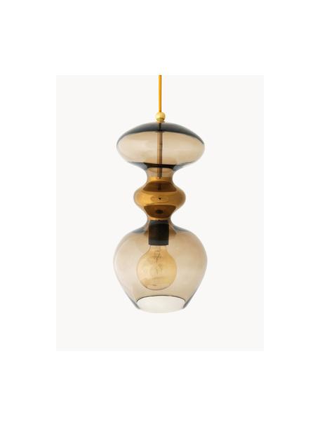 Malá závesná lampa Futura, Sivobéžová, odtiene zlatej, priehľadná, Ø 18 x V 37 cm