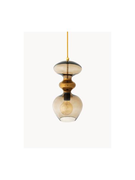 Lampa wisząca ze szkła dmuchanego Futura, Stelaż: metal powlekany, Taupe, odcienie złotego, transparentny, Ø 18 x W 37 cm