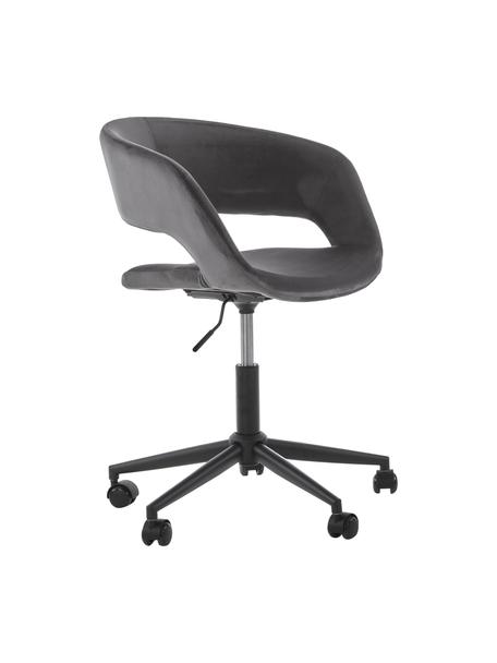 Silla de oficina de terciopelo Grace, altura regulable, Tapizado: poliéster Resistencia a l, Estructura: metal con pintura en polv, Terciopelo gris oscuro, An 56 x F 54 cm
