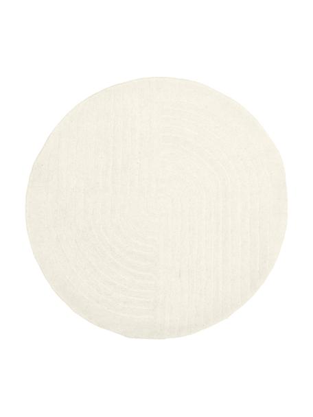 Rond wollen vloerkleed Mason, handgetuft, Bovenzijde: 100% wol, Onderzijde: 100% katoen Bij wollen vl, Crèmewit, Ø 200 cm (maat L)