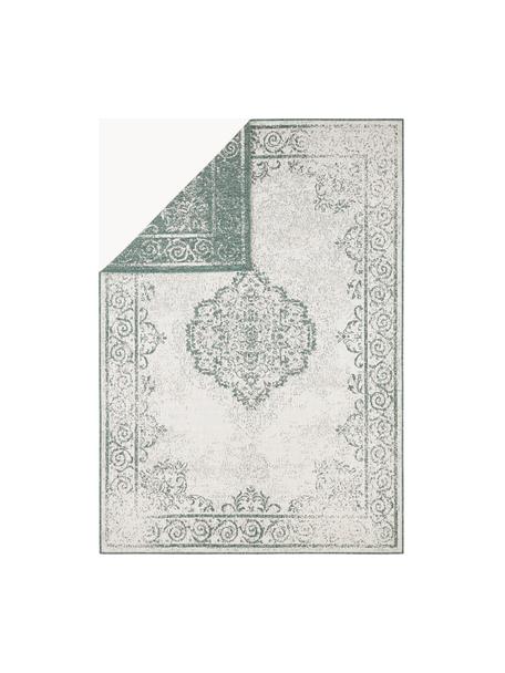 Tapis réversible intérieur-extérieur aspect vintage vert/crème Cebu, 100 % polypropylène, Vert sauge, blanc cassé, larg. 200 x long. 290 cm (taille L)