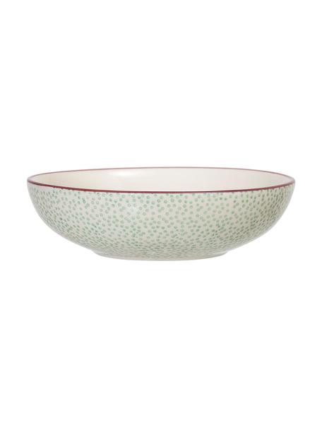 Bol artesanal Patrizia, Gres, Blanco crema, verde, rojo, Ø 22 x Al 6 cm