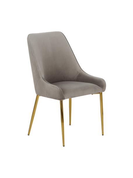 Fluwelen stoel Ava in taupe, Bekleding: fluweel (100% polyester), Poten: gegalvaniseerd metaal, Fluweel taupe, B 53 x D 60 cm