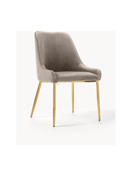 Sametová čalouněná židle Ava, Taupe, lesklá zlatá, Š 53 cm, H 60 cm