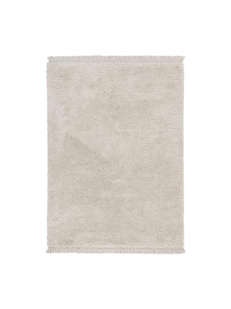 Měkký koberec s vysokým vlasem a třásněmi Dreamy, Krémově bílá, Š 80 cm, D 150 cm (velikost XS)
