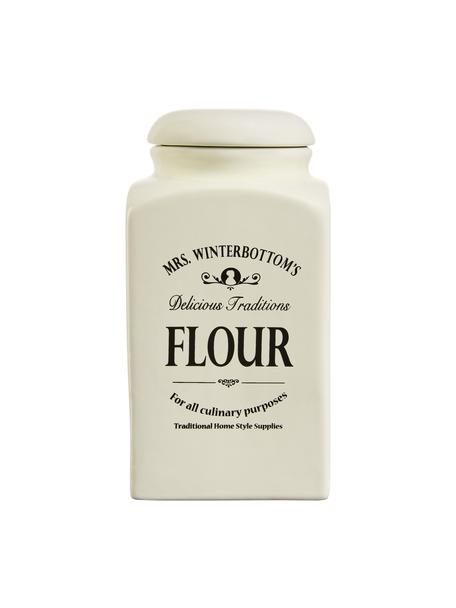 Aufbewahrungsdose Mrs Winterbottoms Flour, Ø 11 x H 21 cm, Steingut, Creme, Schwarz, Ø 11 x H 21 cm, 1,3 L