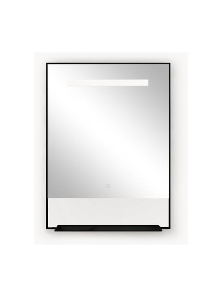 Wandspiegel Castore Ghost mit LED-Beleuchtung, verschiedene Größen, Rahmen: Metall, lackiert, Spiegelfläche: Spiegelglas, Schwarz, B 50 x H 80 cm