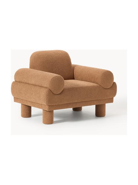Bouclé-Sessel Lilo, Bezug: Bouclé (93 % Polyester, 6, Füße: Kunststoff, gepolstert Di, Bouclé Hellbraun, B 107 x T 83 cm