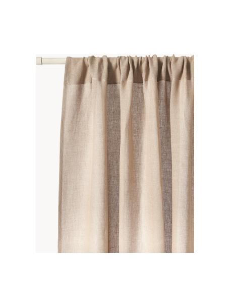 Cortina semitransparente con dobladillo túnel Harmony, 2 uds., 100% lino, Beige, An 140 x L 260 cm