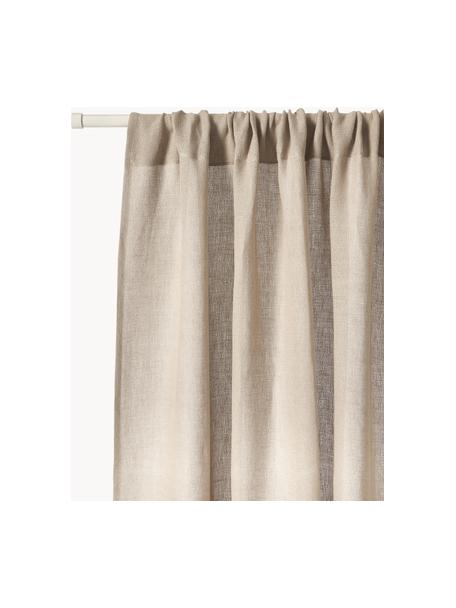 Halbtransparente Gardine Harmony mit Tunnelsaum, 2 Stück, 100 % Leinen, Beige, B 140 x L 260 cm